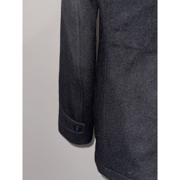Vtg LLBean Wool Pea Coat Black Classic Double Breasted Button Thinsulate Women 4 - Picture 6 of 11